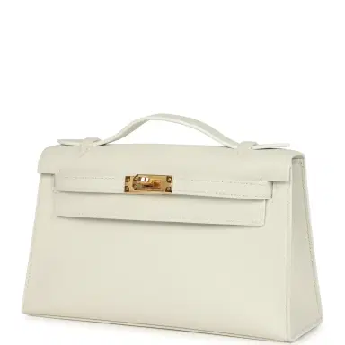 HERMÈS Hermes Kelly Pochette White Swift Gold Hardware | Thumbnail 5 HERMÈS Hermes Kelly Pochette White Swift Gold Hardware | Thumbnail 5