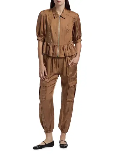 Cinq à Sept Women's Daphne Peplum Jacket - Brown Sandstone | Thumbnail 2 Cinq à Sept Women's Daphne Peplum Jacket - Brown Sandstone | Thumbnail 2
