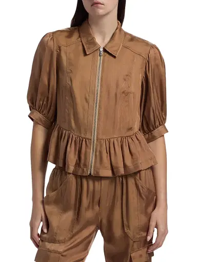 Cinq à Sept Women's Daphne Peplum Jacket - Brown Sandstone | Thumbnail 3 Cinq à Sept Women's Daphne Peplum Jacket - Brown Sandstone | Thumbnail 3