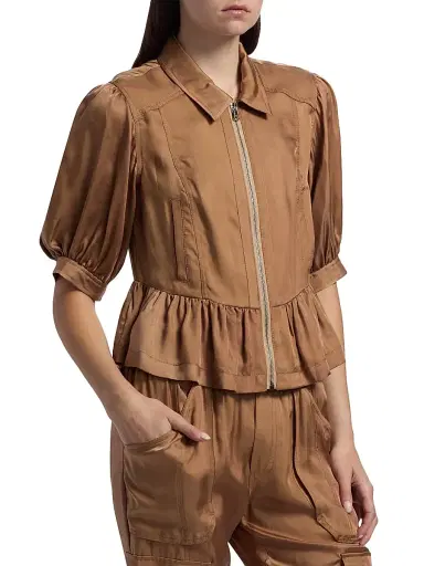 Cinq à Sept Women's Daphne Peplum Jacket - Brown Sandstone | Thumbnail 4 Cinq à Sept Women's Daphne Peplum Jacket - Brown Sandstone | Thumbnail 4
