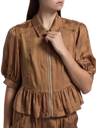 Cinq à Sept Women's Daphne Peplum Jacket - Brown Sandstone | Thumbnail 6 Cinq à Sept Women's Daphne Peplum Jacket - Brown Sandstone | Thumbnail 6