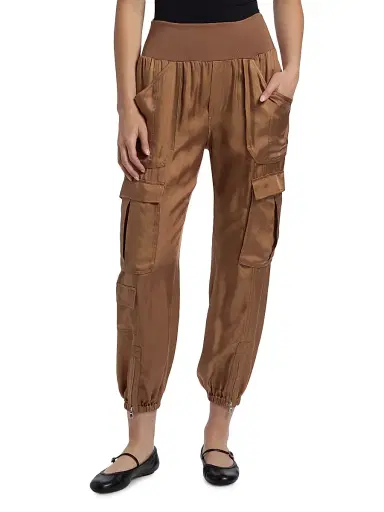 Cinq à Sept Women's Raven Satin Pants - Brown Sandstone | Thumbnail 3 Cinq à Sept Women's Raven Satin Pants - Brown Sandstone | Thumbnail 3