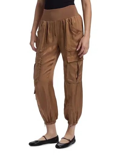 Cinq à Sept Women's Raven Satin Pants - Brown Sandstone | Thumbnail 4 Cinq à Sept Women's Raven Satin Pants - Brown Sandstone | Thumbnail 4
