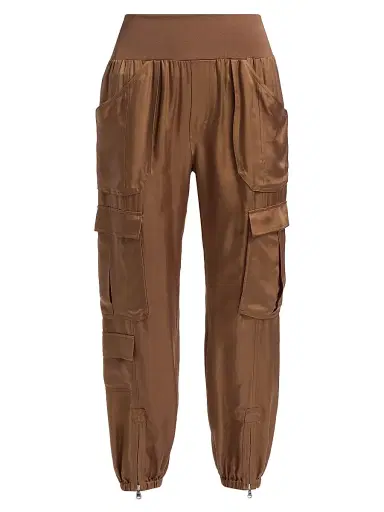 Cinq à Sept Women's Raven Satin Pants - Brown Sandstone | Thumbnail 1 Cinq à Sept Women's Raven Satin Pants - Brown Sandstone | Thumbnail 1