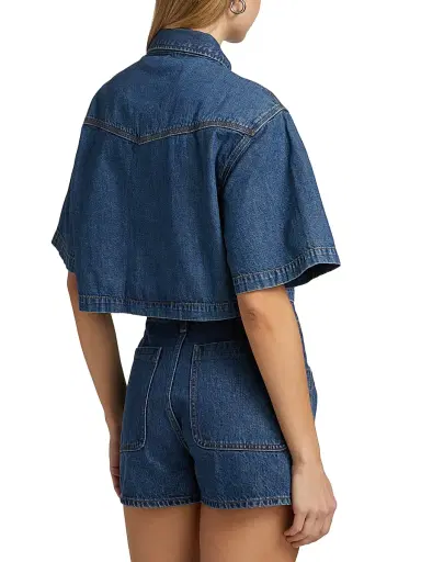 Re/done Women's Oversized Western Crop Shirt - Rustic Indigo | Thumbnail 5 Re/done Women's Oversized Western Crop Shirt - Rustic Indigo | Thumbnail 5