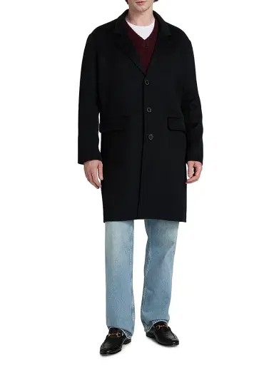 FRAME Men's Double Face Wool Overcoat - Dark Navy | Thumbnail 3 FRAME Men's Double Face Wool Overcoat - Dark Navy | Thumbnail 3