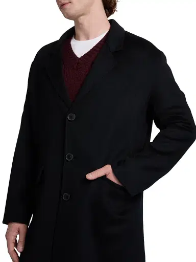 FRAME Men's Double Face Wool Overcoat - Dark Navy | Thumbnail 6 FRAME Men's Double Face Wool Overcoat - Dark Navy | Thumbnail 6
