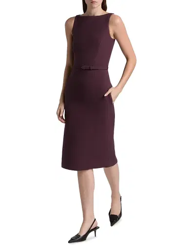 Adam Lippes Women's Annette Wool-Silk Sheath Dress - Plum | Thumbnail 2 Adam Lippes Women's Annette Wool-Silk Sheath Dress - Plum | Thumbnail 2