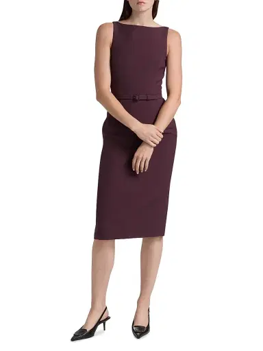 Adam Lippes Women's Annette Wool-Silk Sheath Dress - Plum | Thumbnail 3 Adam Lippes Women's Annette Wool-Silk Sheath Dress - Plum | Thumbnail 3