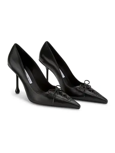 Jimmy Choo Women's Scarlett 95MM Bow Leather Pumps - Black | Thumbnail 2 Jimmy Choo Women's Scarlett 95MM Bow Leather Pumps - Black | Thumbnail 2