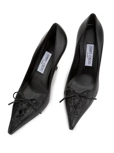 Jimmy Choo Women's Scarlett 95MM Bow Leather Pumps - Black | Thumbnail 4 Jimmy Choo Women's Scarlett 95MM Bow Leather Pumps - Black | Thumbnail 4