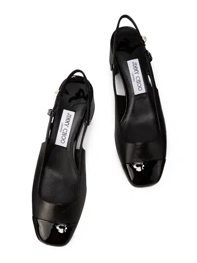 Jimmy Choo Women's Elisa 45MM Leather Slingback Pumps - Black | Thumbnail 4 Jimmy Choo Women's Elisa 45MM Leather Slingback Pumps - Black | Thumbnail 4