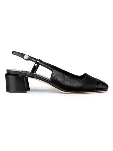 Jimmy Choo Women's Elisa 45MM Leather Slingback Pumps - Black | Thumbnail 1 Jimmy Choo Women's Elisa 45MM Leather Slingback Pumps - Black | Thumbnail 1