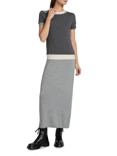 Staud Women's Lyric Merino Wool-Nylon Maxi Dress - Heather Grey Multi | Thumbnail 2 Staud Women's Lyric Merino Wool-Nylon Maxi Dress - Heather Grey Multi | Thumbnail 2