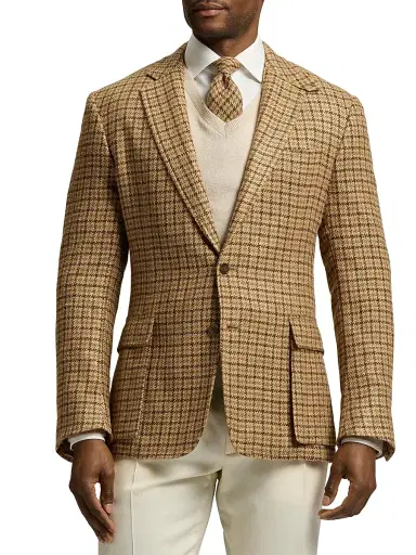 Ralph Lauren Purple Label Men's Kent Houndstooth Silk-Blend Sport Coat - Camel Brown | Thumbnail 3 Ralph Lauren Purple Label Men's Kent Houndstooth Silk-Blend Sport Coat - Camel Brown | Thumbnail 3