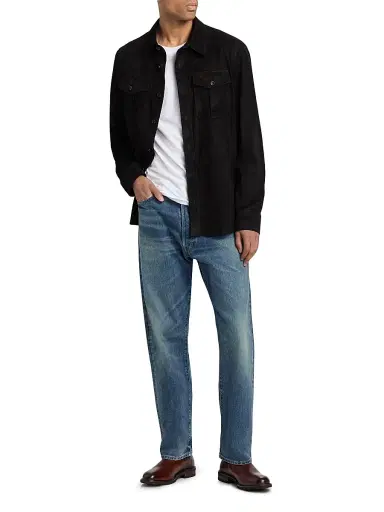 Ralph Lauren Purple Label Men's Suede Utility Overshirt | Thumbnail 2 Ralph Lauren Purple Label Men's Suede Utility Overshirt | Thumbnail 2