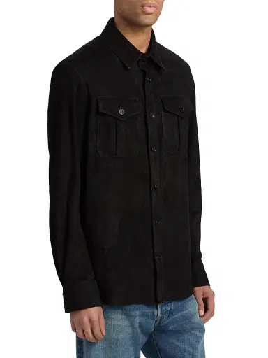 Ralph Lauren Purple Label Men's Suede Utility Overshirt | Thumbnail 4 Ralph Lauren Purple Label Men's Suede Utility Overshirt | Thumbnail 4