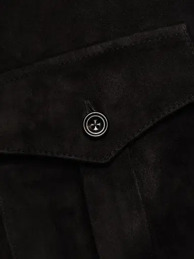 Ralph Lauren Purple Label Men's Suede Utility Overshirt - Polo Black | Thumbnail 8 Ralph Lauren Purple Label Men's Suede Utility Overshirt - Polo Black | Thumbnail 8