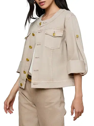 L'Agence Women's Anouk Collarless Denim Jacket | Thumbnail 5 L'Agence Women's Anouk Collarless Denim Jacket | Thumbnail 5