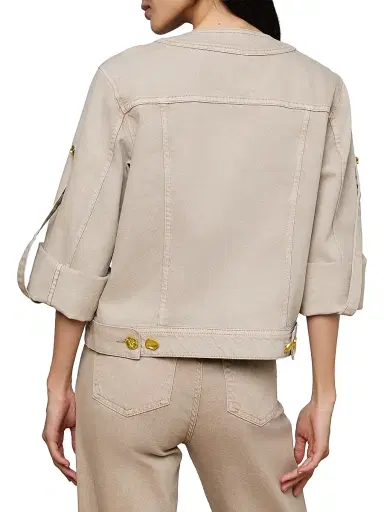 L'Agence Women's Anouk Collarless Denim Jacket | Thumbnail 6 L'Agence Women's Anouk Collarless Denim Jacket | Thumbnail 6