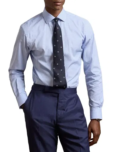 Ralph Lauren Purple Label Men's Solid Cotton Shirt - Blue | Thumbnail 3 Ralph Lauren Purple Label Men's Solid Cotton Shirt - Blue | Thumbnail 3