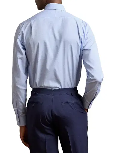 Ralph Lauren Purple Label Men's Solid Cotton Shirt - Blue | Thumbnail 4 Ralph Lauren Purple Label Men's Solid Cotton Shirt - Blue | Thumbnail 4