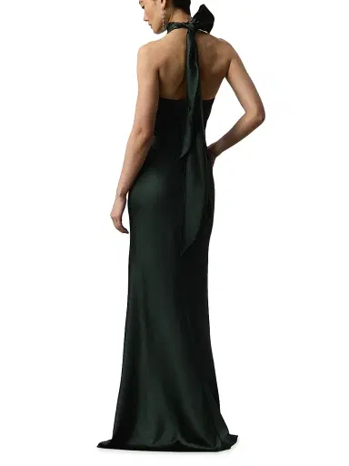 Ralph Lauren Collection Women's Chilton Stretch-Satin Halterneck Gown - Dark Racing Green | Thumbnail 3 Ralph Lauren Collection Women's Chilton Stretch-Satin Halterneck Gown - Dark Racing Green | Thumbnail 3