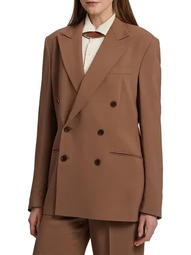 Ralph Lauren Collection Women's Harlee Stretch Cady Double-Breasted Jacket - Light Toffee | Thumbnail 4 Ralph Lauren Collection Women's Harlee Stretch Cady Double-Breasted Jacket - Light Toffee | Thumbnail 4