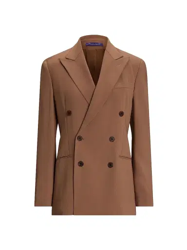 Ralph Lauren Collection Women's Harlee Stretch Cady Double-Breasted Jacket - Light Toffee | Thumbnail 1 Ralph Lauren Collection Women's Harlee Stretch Cady Double-Breasted Jacket - Light Toffee | Thumbnail 1