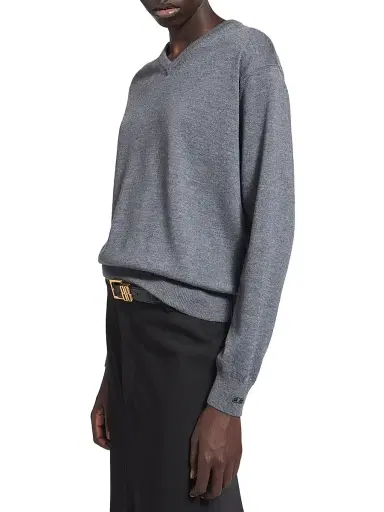Balenciaga Women's V-Neck Sweater - Heather Grey - Size Large | Thumbnail 6 Balenciaga Women's V-Neck Sweater - Heather Grey - Size Large | Thumbnail 6