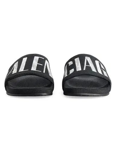 Balenciaga Men's Pool Slide Sandals - Black White | Thumbnail 3 Balenciaga Men's Pool Slide Sandals - Black White | Thumbnail 3