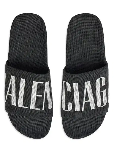 Balenciaga Men's Pool Slide Sandals - Black White | Thumbnail 6 Balenciaga Men's Pool Slide Sandals - Black White | Thumbnail 6