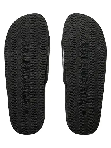 Balenciaga Men's Pool Slide Sandals - Black White | Thumbnail 7 Balenciaga Men's Pool Slide Sandals - Black White | Thumbnail 7