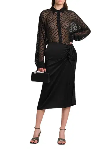 Stella McCartney Women's Dots Sheer Crepon Button-Front Shirt - Black | Thumbnail 2 Stella McCartney Women's Dots Sheer Crepon Button-Front Shirt - Black | Thumbnail 2