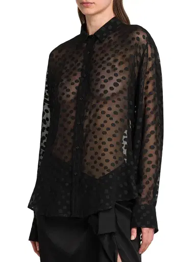 Stella McCartney Women's Dots Sheer Crepon Button-Front Shirt - Black | Thumbnail 4 Stella McCartney Women's Dots Sheer Crepon Button-Front Shirt - Black | Thumbnail 4