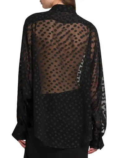 Stella McCartney Women's Dots Sheer Crepon Button-Front Shirt - Black | Thumbnail 5 Stella McCartney Women's Dots Sheer Crepon Button-Front Shirt - Black | Thumbnail 5