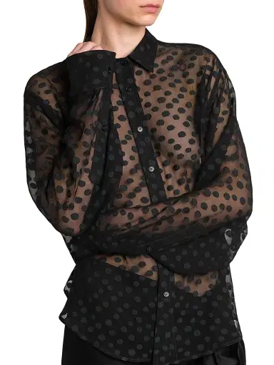 Stella McCartney Women's Dots Sheer Crepon Button-Front Shirt - Black | Thumbnail 6 Stella McCartney Women's Dots Sheer Crepon Button-Front Shirt - Black | Thumbnail 6