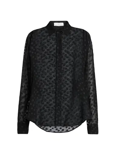 Stella McCartney Women's Dots Sheer Crepon Button-Front Shirt - Black | Thumbnail 1 Stella McCartney Women's Dots Sheer Crepon Button-Front Shirt - Black | Thumbnail 1