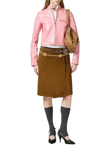 Miu Miu Women's Suede Wraparound Skirt - Beige | Thumbnail 6 Miu Miu Women's Suede Wraparound Skirt - Beige | Thumbnail 6