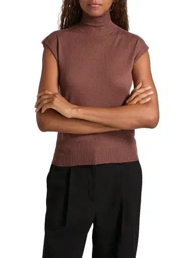 Rick Owens Women's Maglia Cashmere Cap-Sleeve Turtleneck - Rose Wood | Thumbnail 3 Rick Owens Women's Maglia Cashmere Cap-Sleeve Turtleneck - Rose Wood | Thumbnail 3