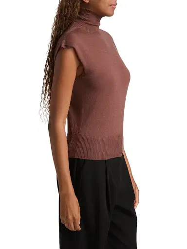 Rick Owens Women's Maglia Cashmere Cap-Sleeve Turtleneck - Rose Wood | Thumbnail 4 Rick Owens Women's Maglia Cashmere Cap-Sleeve Turtleneck - Rose Wood | Thumbnail 4