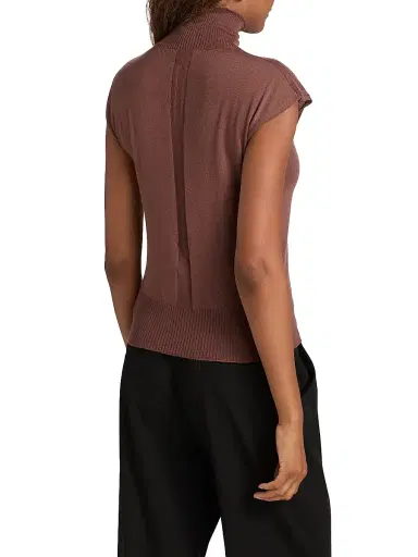 Rick Owens Women's Maglia Cashmere Cap-Sleeve Turtleneck - Rose Wood | Thumbnail 5 Rick Owens Women's Maglia Cashmere Cap-Sleeve Turtleneck - Rose Wood | Thumbnail 5