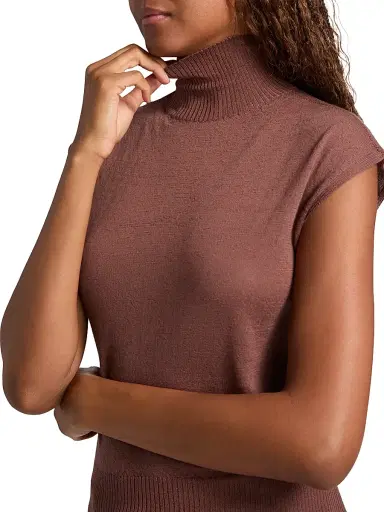 Rick Owens Women's Maglia Cashmere Cap-Sleeve Turtleneck - Rose Wood | Thumbnail 6 Rick Owens Women's Maglia Cashmere Cap-Sleeve Turtleneck - Rose Wood | Thumbnail 6