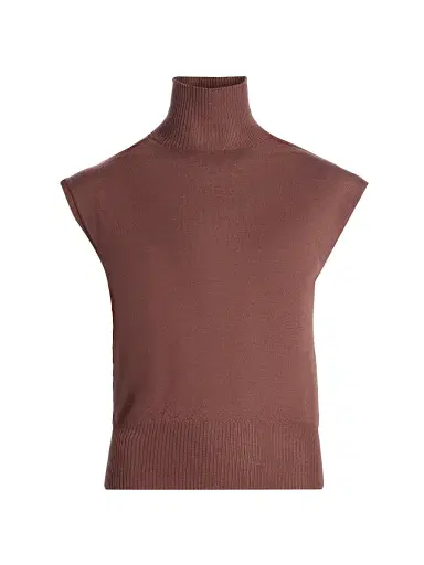 Rick Owens Women's Maglia Cashmere Cap-Sleeve Turtleneck - Rose Wood | Thumbnail 1 Rick Owens Women's Maglia Cashmere Cap-Sleeve Turtleneck - Rose Wood | Thumbnail 1