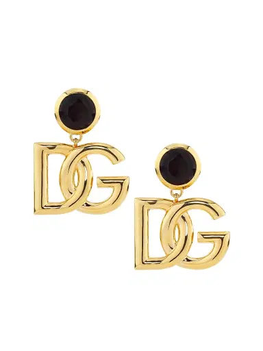 Dolce & Gabbana Women's Goldtone Logo & Crystal Clip-On Drop Earrings - Gold | Thumbnail 1 Dolce & Gabbana Women's Goldtone Logo & Crystal Clip-On Drop Earrings - Gold | Thumbnail 1