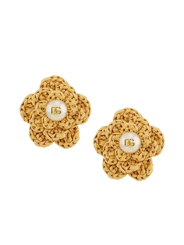 Women's Flower Goldtone, Raffia & Imitation Pearl Clip-On Earrings - Gold Women's Flower Goldtone, Raffia & Imitation Pearl Clip-On Earrings - Gold