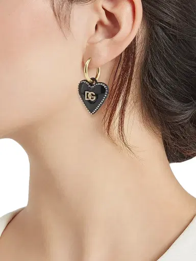 Dolce & Gabbana Women's Goldtone & Crystal Heart Drop Earrings - Black Gold | Thumbnail 2 Dolce & Gabbana Women's Goldtone & Crystal Heart Drop Earrings - Black Gold | Thumbnail 2