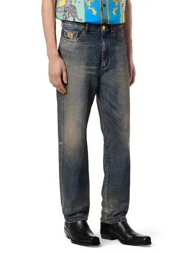 Versace Men's Stop Wash Straight-Fit Jeans - Medium Blue - Size 40 | Thumbnail 2 Versace Men's Stop Wash Straight-Fit Jeans - Medium Blue - Size 40 | Thumbnail 2
