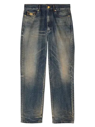 Versace Men's Stop Wash Straight-Fit Jeans - Medium Blue - Size 40 | Thumbnail 1 Versace Men's Stop Wash Straight-Fit Jeans - Medium Blue - Size 40 | Thumbnail 1