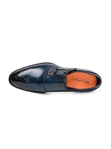 Santoni Men's Carter Monk Strap Leather Brogue Loafers - Light Blue - Size 12 | Thumbnail 3 Santoni Men's Carter Monk Strap Leather Brogue Loafers - Light Blue - Size 12 | Thumbnail 3